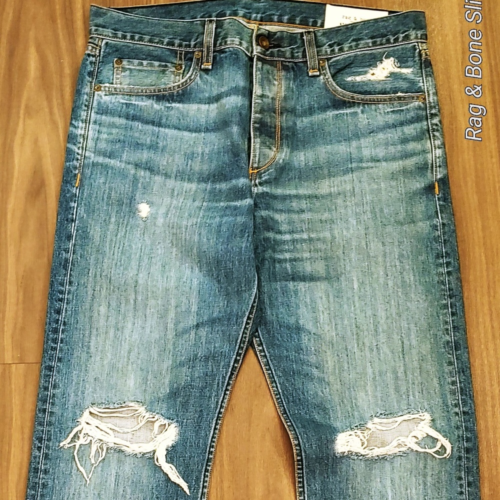 blue rag&bone jeans with worn knees